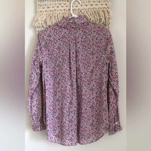 J.Crew Classic Fit Ruffle Neck Button Down Shirt in Liberty Pheobe Floral 8 - Picture 7 of 8
